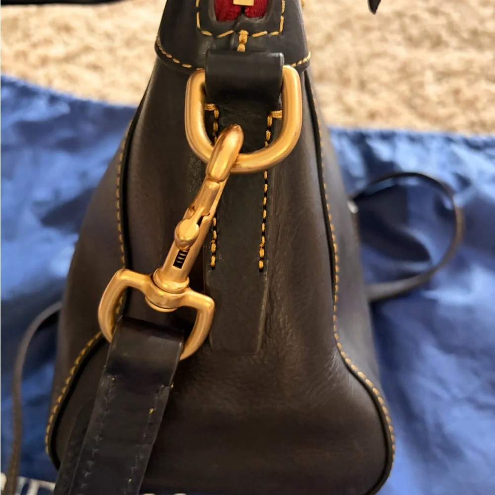 Dooney & Bourke Black Leather Handbag with Gold Rings - Picture 10 of 11